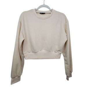 Pretty Garden Beige Yellow Crop Sweatshirt Size Small
